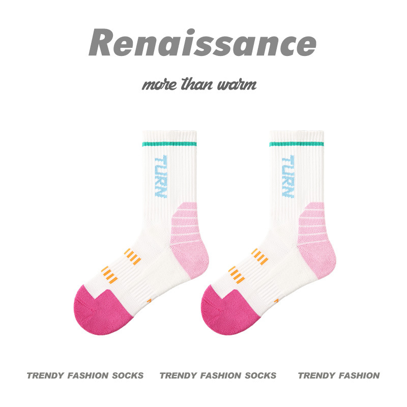 专业毛巾底袜子女跑步跳绳袜吸汗透气白色少女运动袜