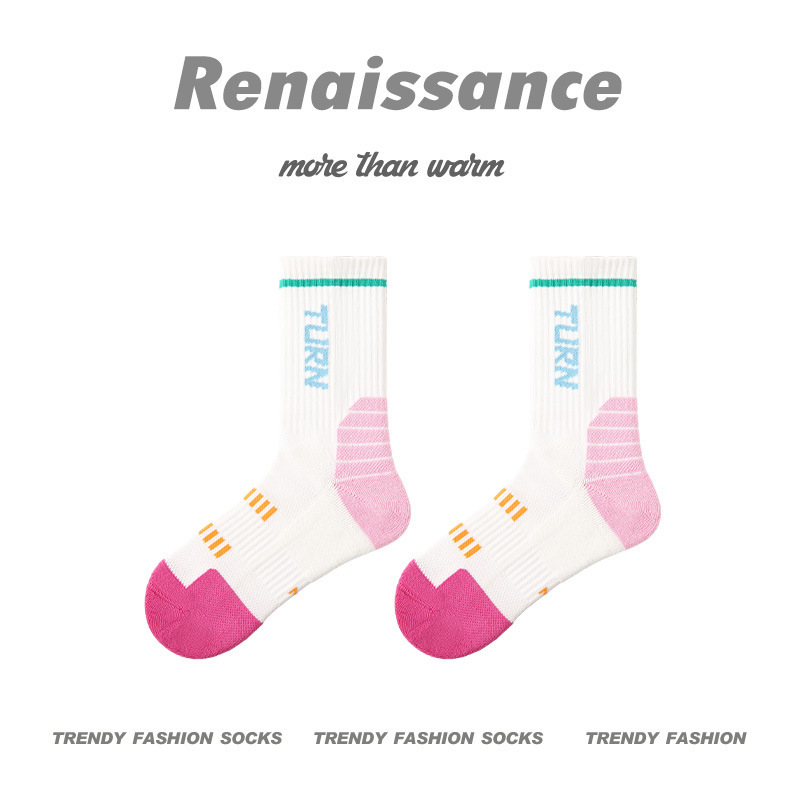 专业毛巾底袜子女跑步跳绳袜吸汗透气白色少女运动袜