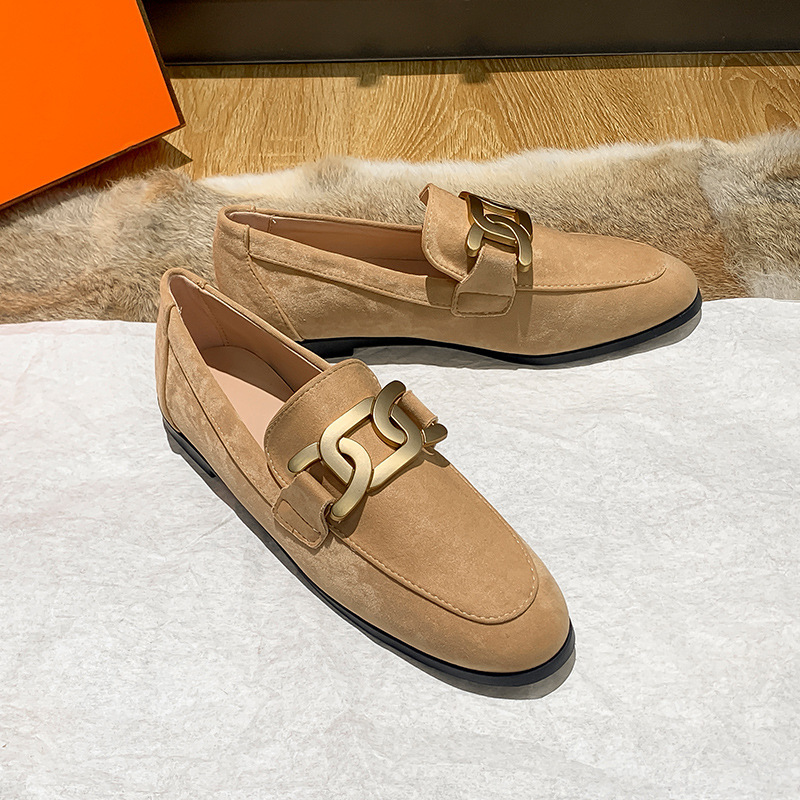 2024新款圆头平底单鞋女方扣包头半拖鞋女外穿玛丽珍女鞋乐福鞋女