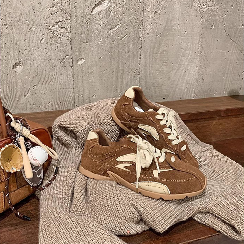 同款韩国练习生~拼色系带增高休闲运动德训鞋女阿甘鞋女