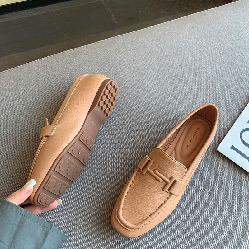 韩版百搭单鞋女春夏秋季pandaeyes新款乐福鞋懒人一脚蹬平底鞋英伦真皮鞋