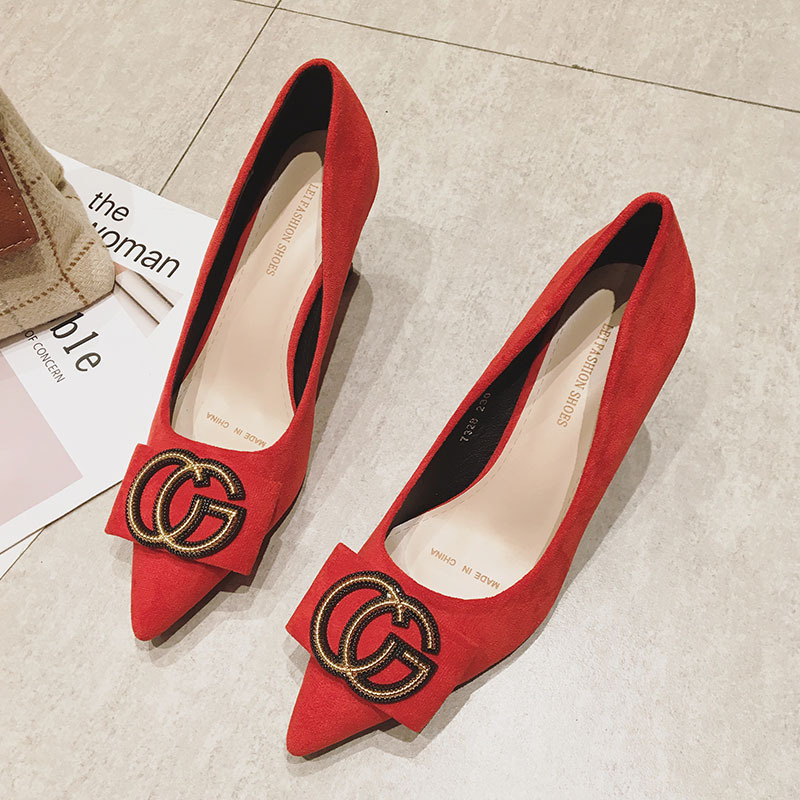 春秋新款小清新猫跟细跟女鞋