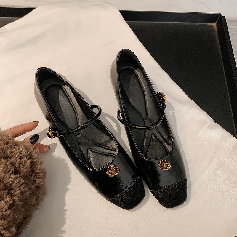 苏茵茵款内增高5cm单鞋小香风山茶花玛丽珍鞋女一字带气质复古晚晚鞋