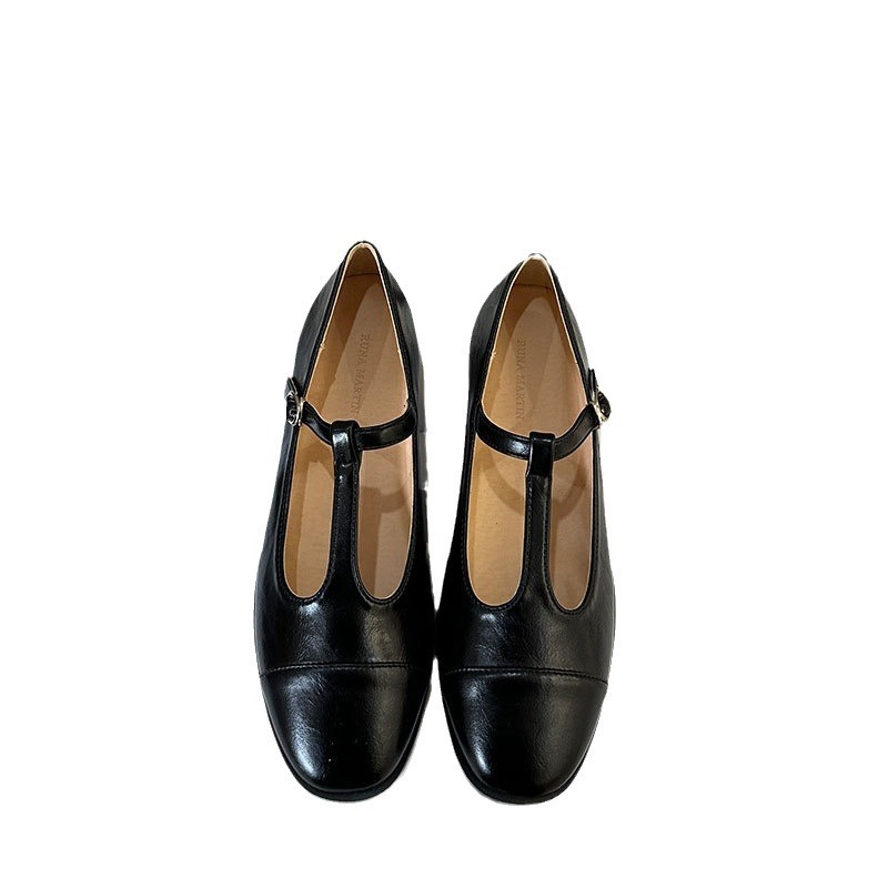 法式银色拼接单鞋女士2025春夏新款平底丁字带玛丽珍鞋圆头芭蕾鞋