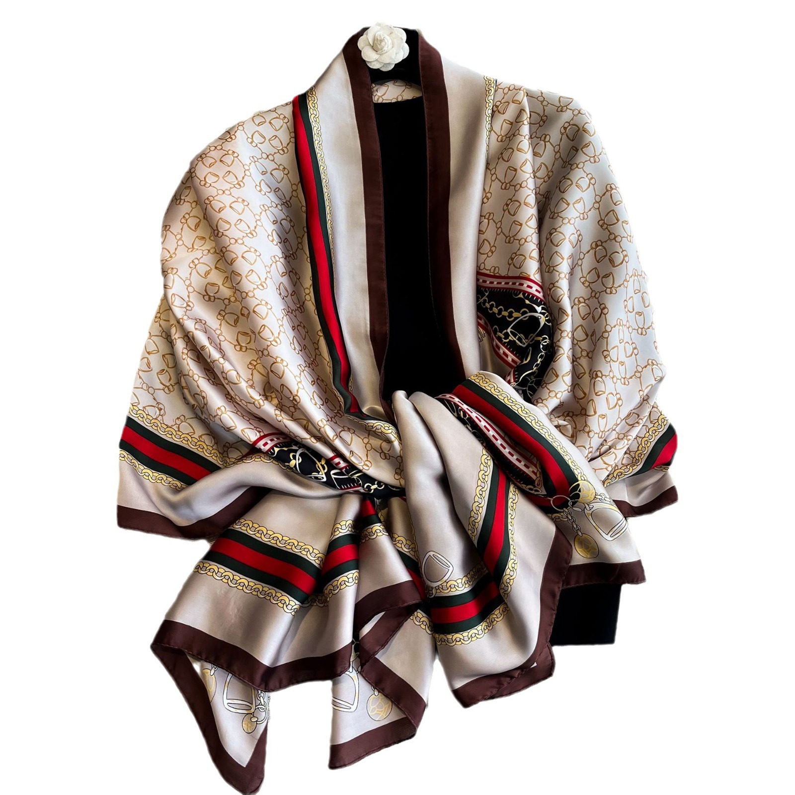 真丝丝巾女丽景锻丝巾韩版简约百搭沙滩巾外搭旅游披肩印花