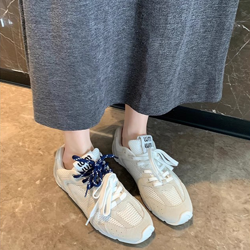 葡萄妈新款复古系带百搭透气真皮休闲运动德训阿甘鞋女