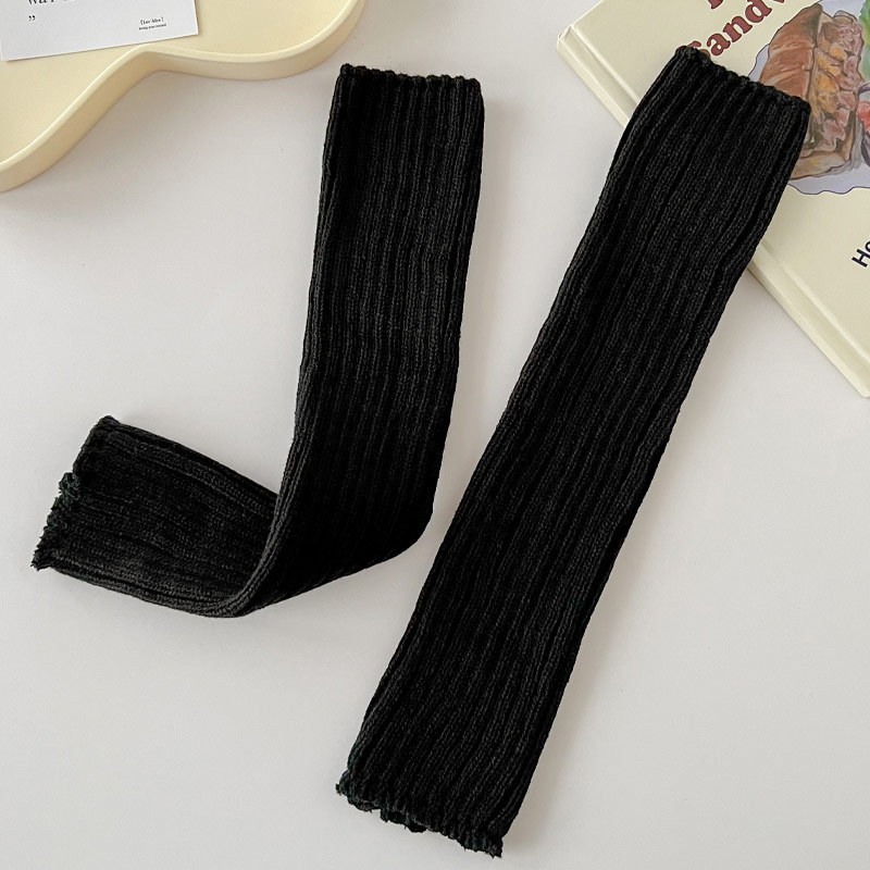双针羊毛袜套保护小腿不受寒粗针白色脚踝堆堆护膝不掉筒新款