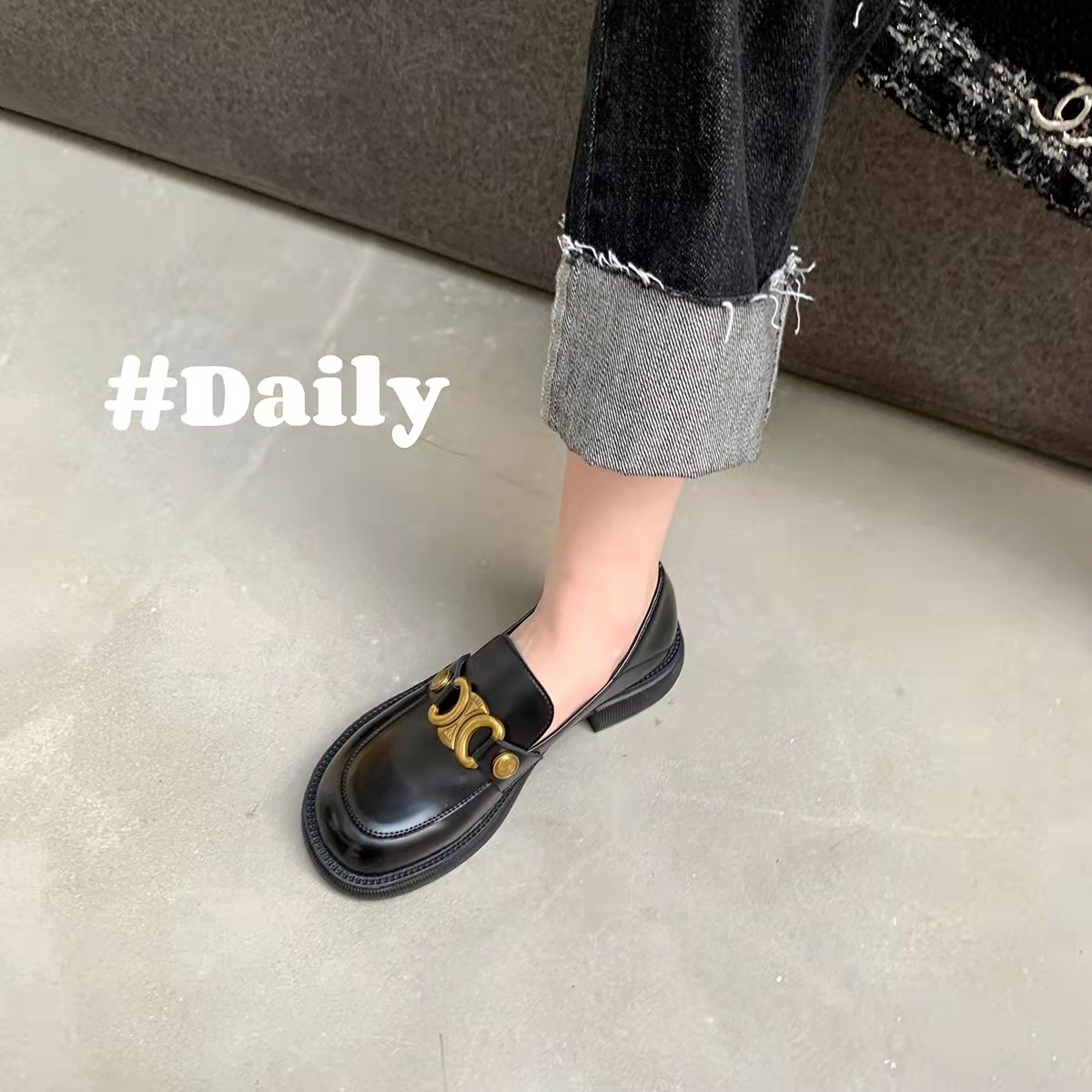 乐福鞋女英伦风春新款鞋厚底平底玛丽珍小皮鞋百搭黑单鞋