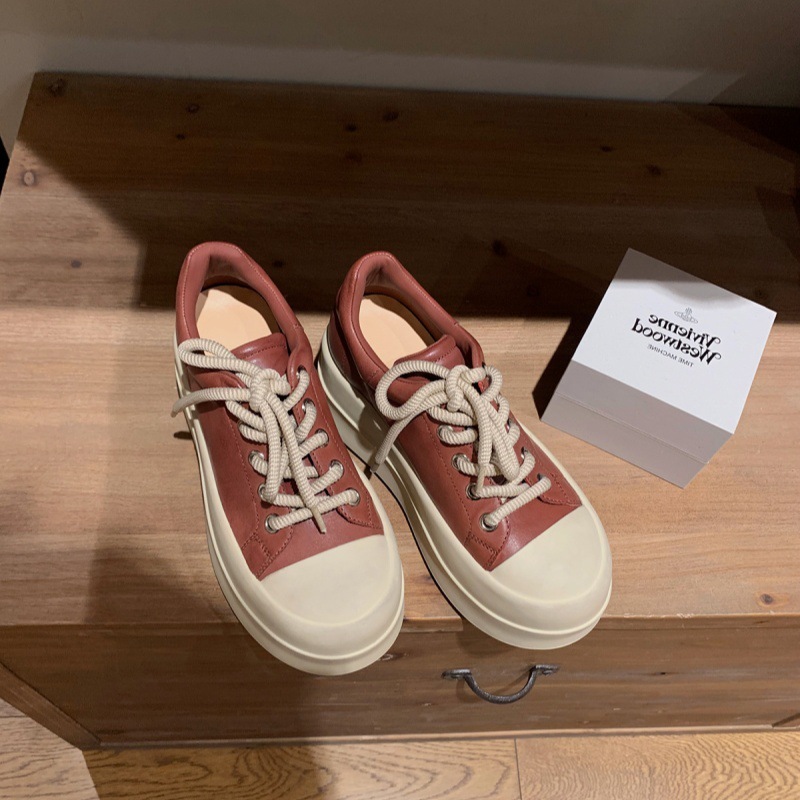 PANDA EYES葡萄妈新款真皮增高厚底休闲风百搭德训休闲运动板鞋