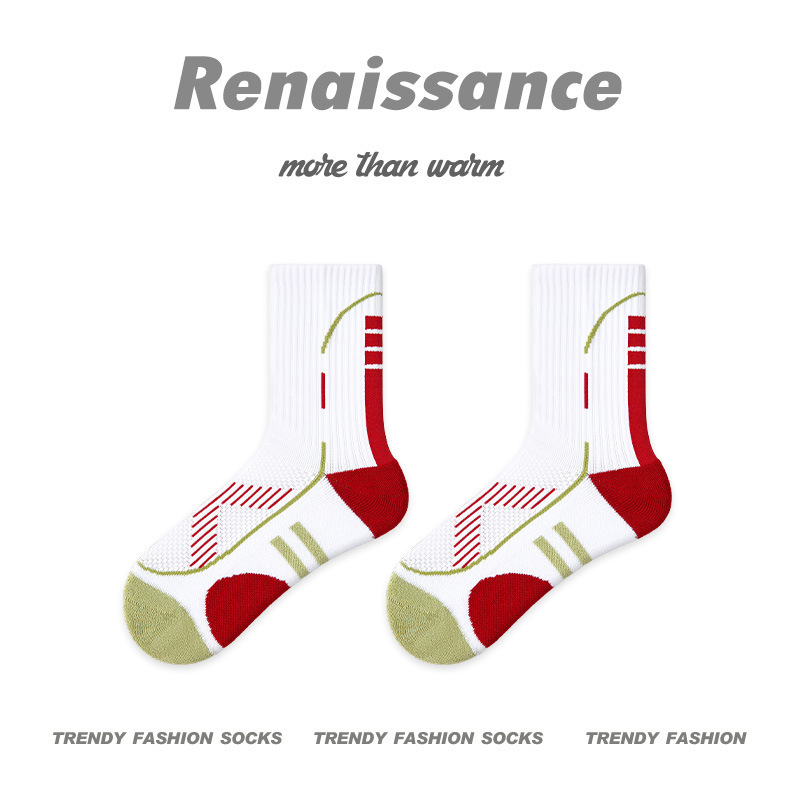 专业毛巾底袜子女跑步跳绳袜吸汗透气白色少女运动袜