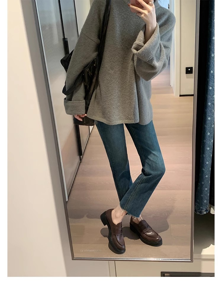 2024秋冬新款葡萄妈复古英伦风单鞋进口胎水牛粗跟乐福小皮鞋女