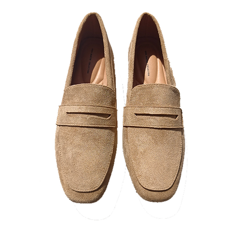 女士单鞋春秋季新款休闲平底鞋磨砂时尚舒适防滑一脚蹬乐福鞋