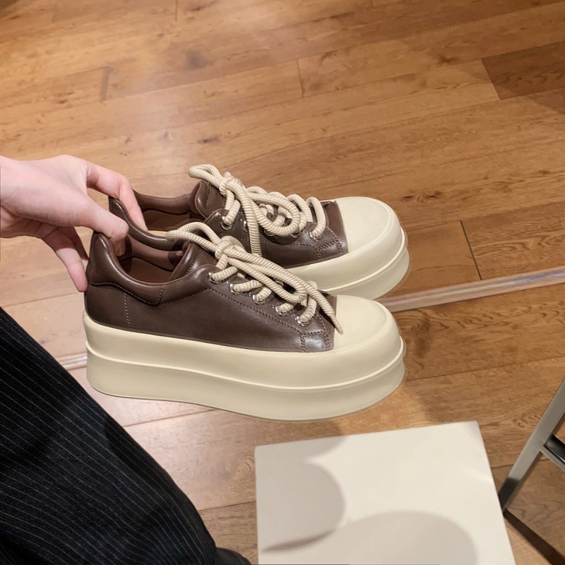 PANDA EYES葡萄妈新款真皮增高厚底休闲风百搭德训休闲运动板鞋