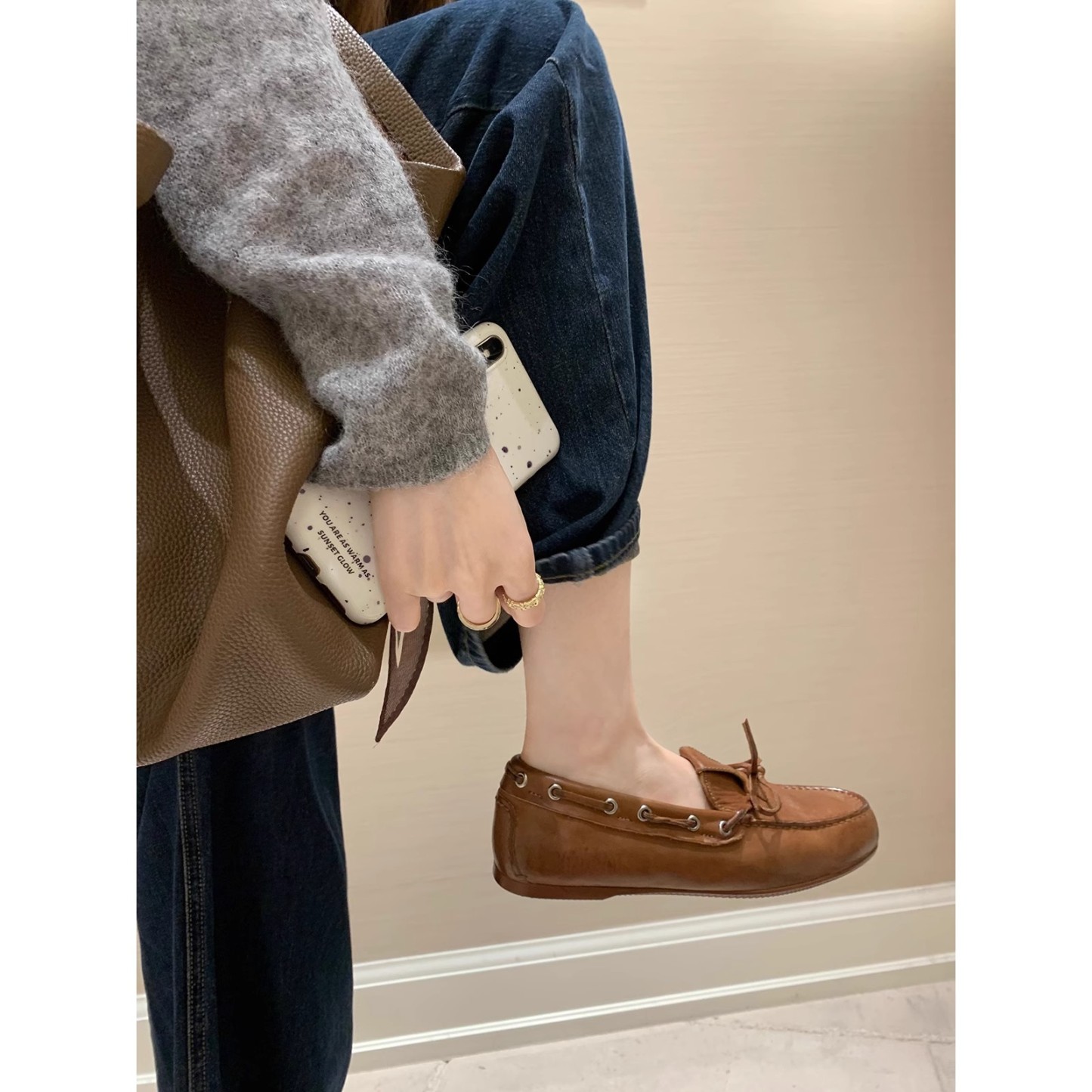 老钱风舒适pandaeyes 悉尼周末~ 水洗马皮英伦风蝴蝶结豆豆乐福小皮鞋