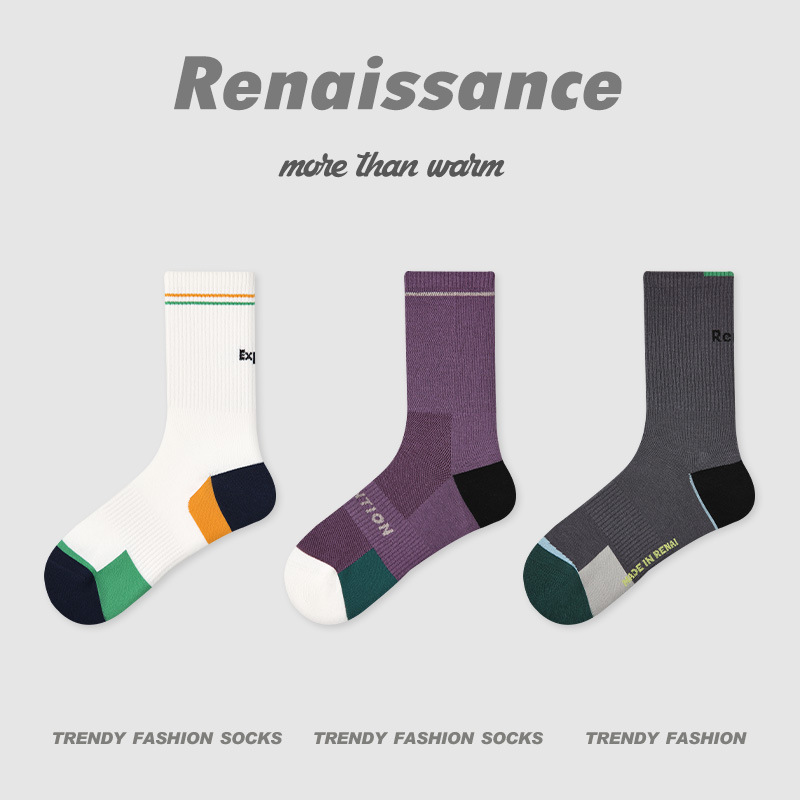 原创女袜春夏季黑白格子中筒袜卡通猫咪精梳棉袜子女