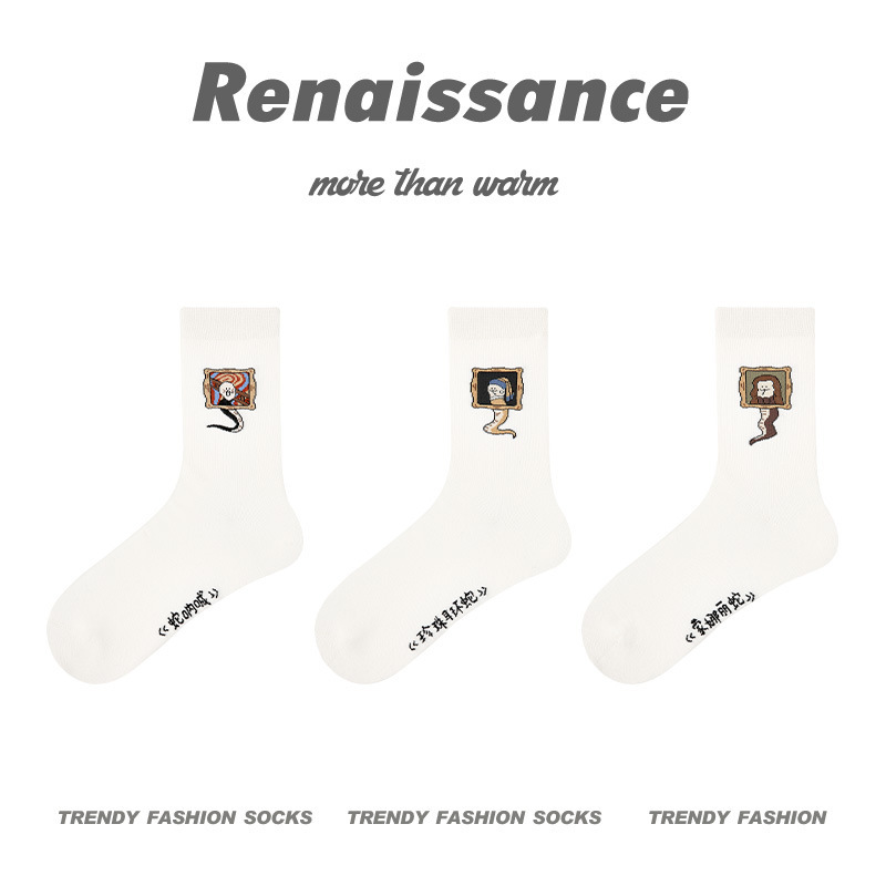 原创女袜春夏季柿柿甜猫中筒袜花边无骨精梳棉袜子女