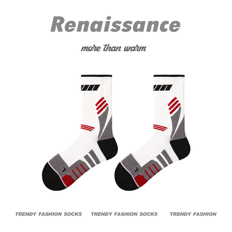 专业毛巾底袜子女跑步跳绳袜吸汗透气白色少女运动袜