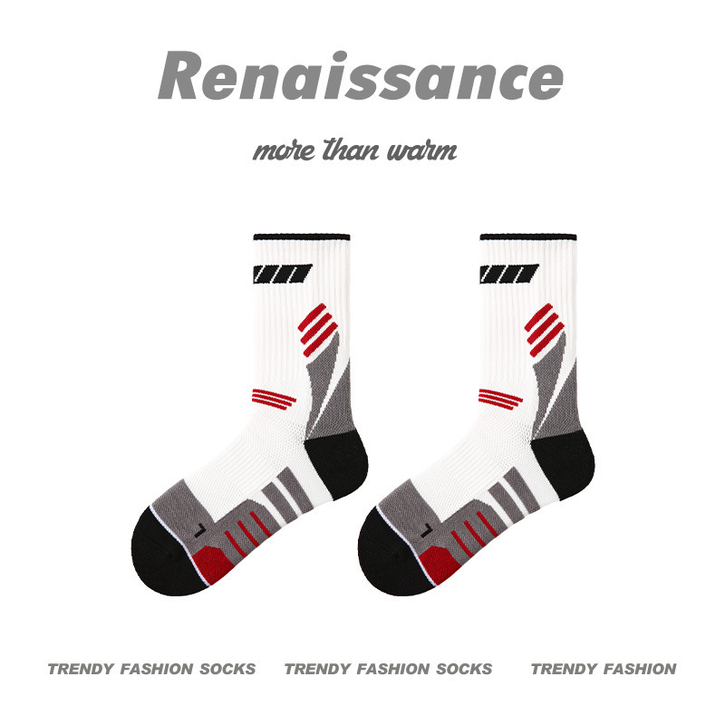 专业毛巾底袜子女跑步跳绳袜吸汗透气白色少女运动袜