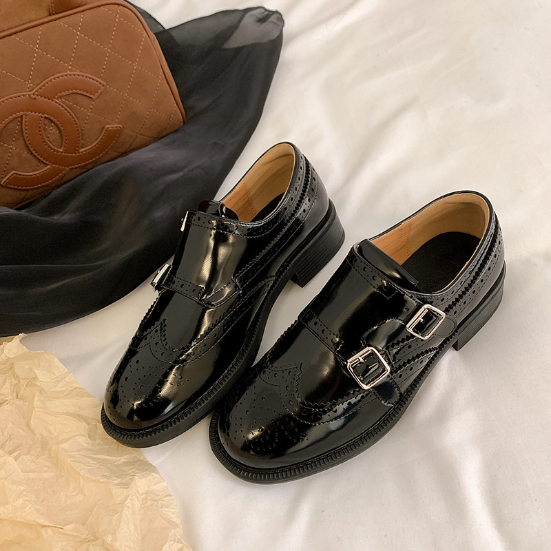 英伦风复古精致雕花巴洛克单鞋孟克皮鞋女乐福鞋2024春季新款