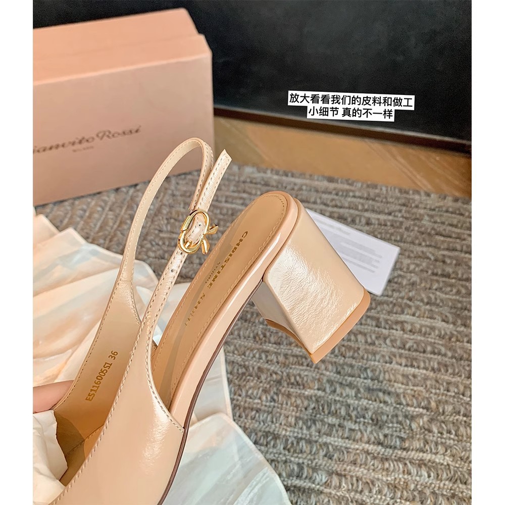 【sheii苏茵茵】美人在骨~方头粗高跟包头后空通勤单鞋女凉鞋夏季