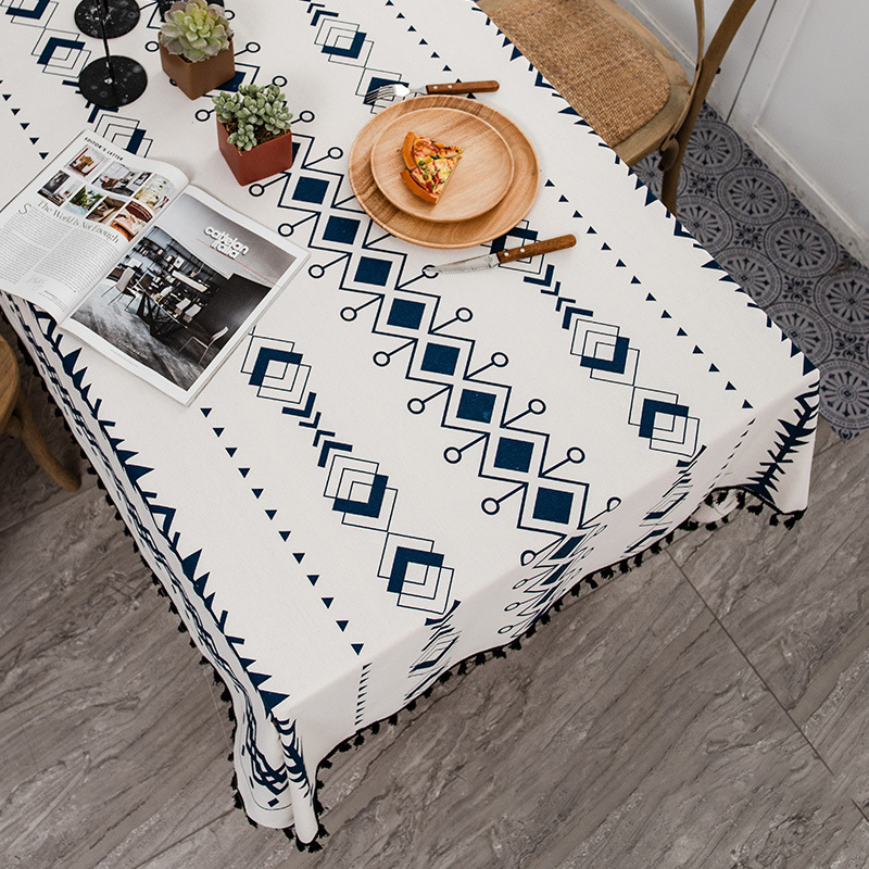 波西米亞防水防油流蘇桌布