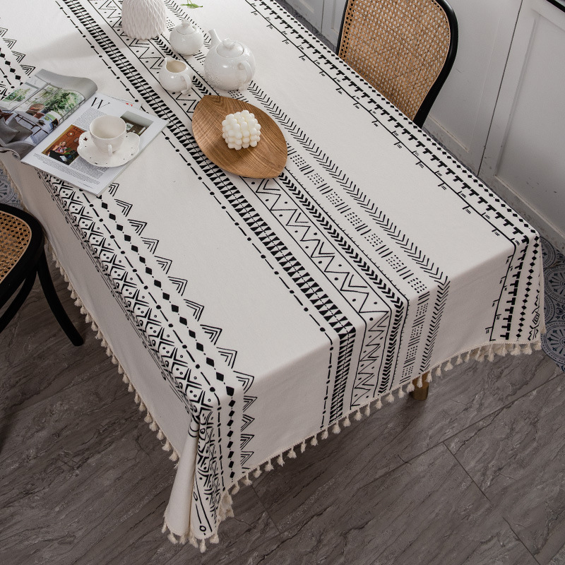 波西米亞防水防油流蘇桌布