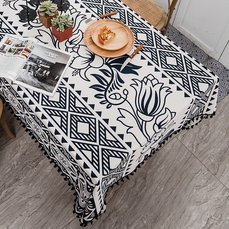 波西米亞防水防油流蘇桌布