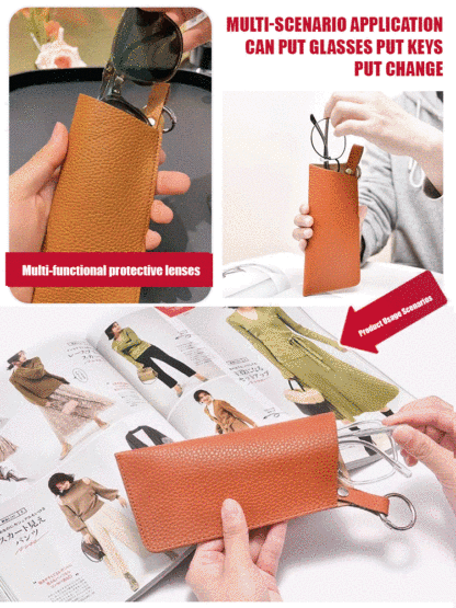 Convenient Key Ring Leather Eyeglasses Organizer