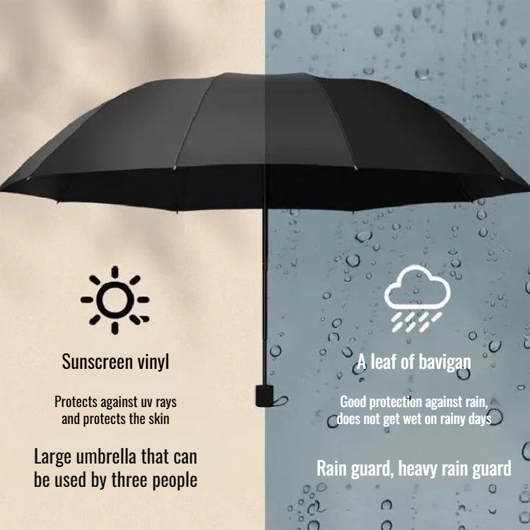 Double folding umbrella sunshade rain dualuse