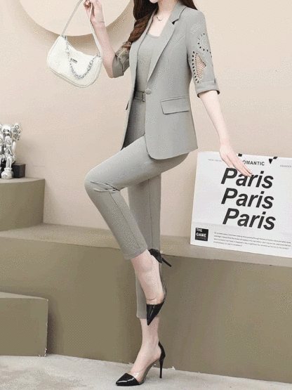Suit three-piece female new fashion summer thin quality harem pants suit thin