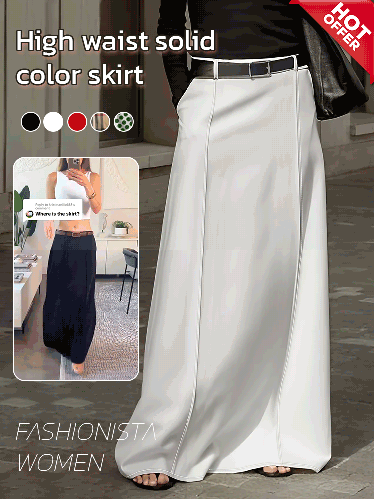 [Fashionable] High waist solid color long skirt