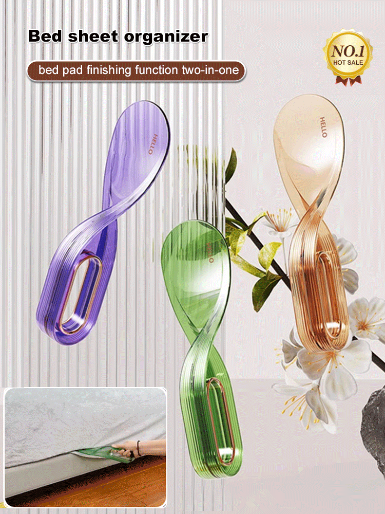 "Hands-free" bed sheet arranging and securing tool