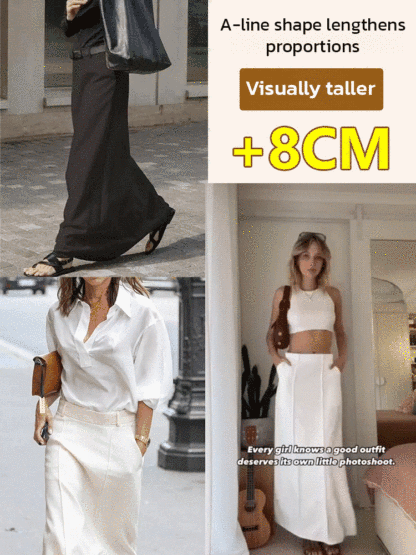 [Fashionable] High waist solid color long skirt
