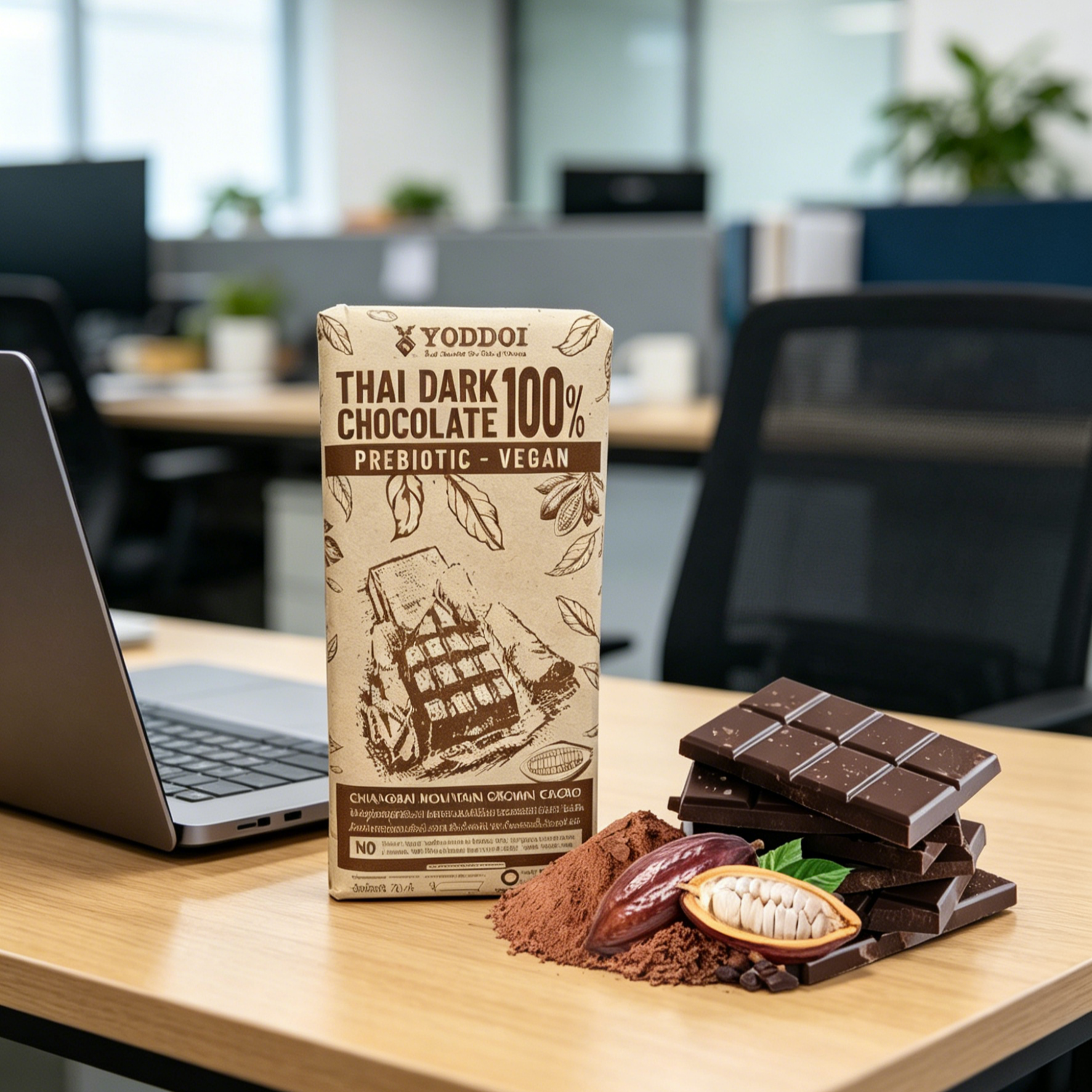 ดาร์กช็อกโกแลต 100% เชียงราย แท้ ไร้น้ำตาล (Dark Chocolate) คีโต วีแกน ทานได้ ขนมคลีนเพื่อสุขภาพ