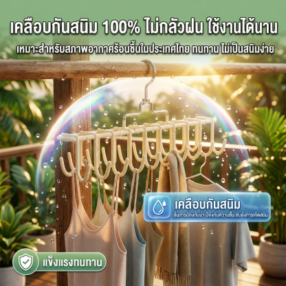 ไม้แขวนเสื้อประหยัดพื้นที่ สแตนเลสเคลือบซิลิโคน แขวนชุดชั้นในไร้รอย จุได้ 20 ชิ้น