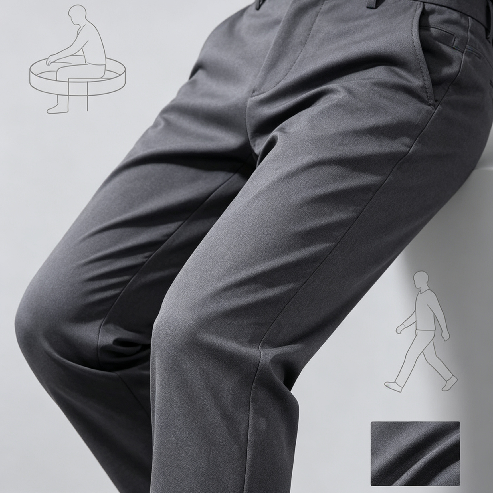 GQ กางเกงสแล็คชาย ผ้าไอซ์ซิลค์ (Ice Silk) ยืดหยุ่นพิเศษ เย็นสบาย 0 องศา | ทรงกระบอกเล็ก ไม่ต้องรีด ระบายอากาศได้ดี