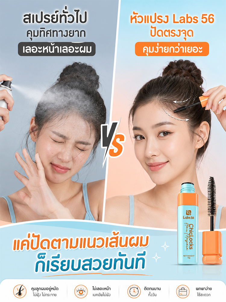 Labs56 มาสคาร่าเก็บลูกผม | จัดการผมชี้ฟูใน 1 นาที สูตรใสไม่ทิ้งคราบขาว