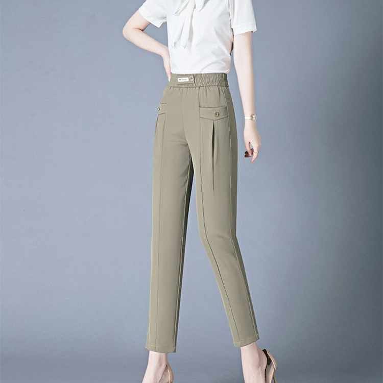 กางเกงฮาเร็มทรงตรงเอวสูง