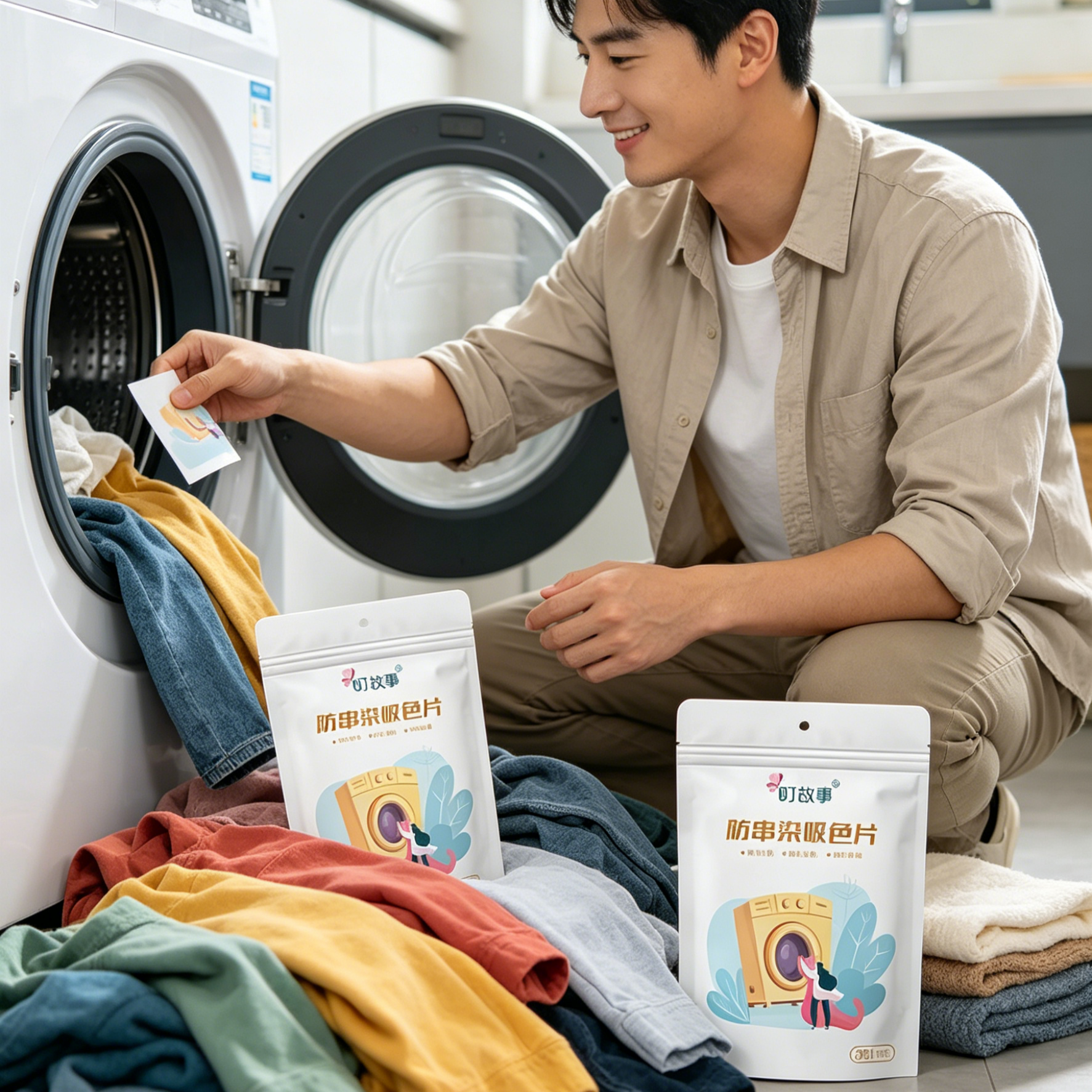แผ่นซับสีตก ป้องกันผ้าสีตกหมอง | ซักผ้ารวมได้ไม่ต้องแยก ถนอมสีผ้าให้ดูใหม่เสมอ