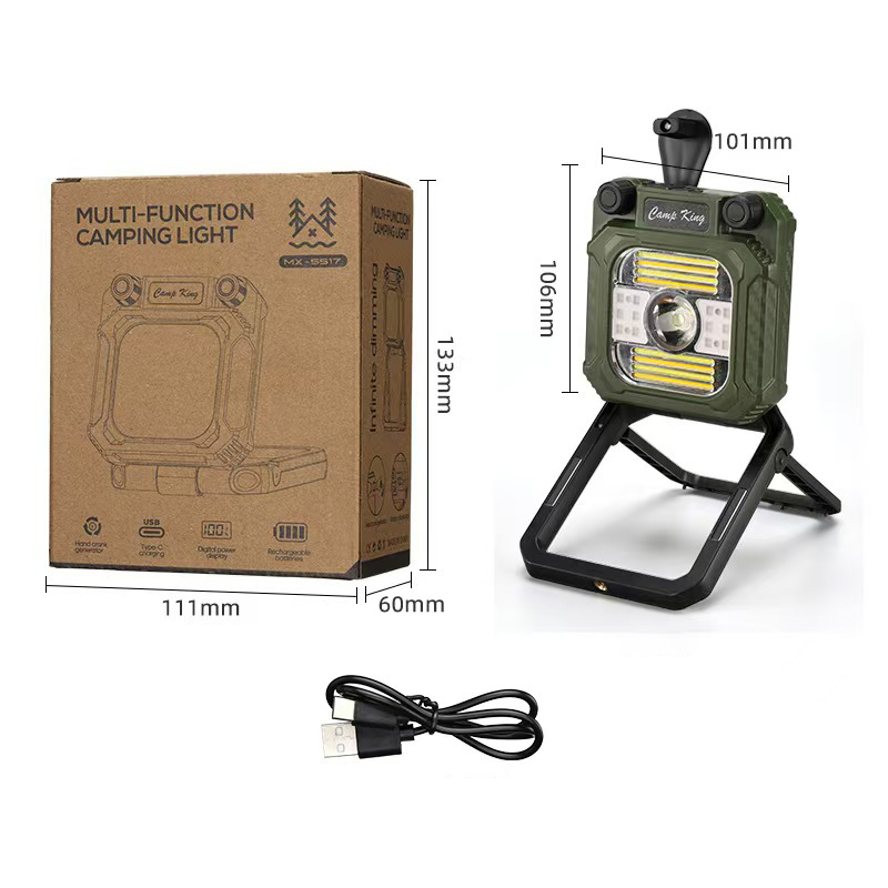 ไฟทำงานฉุกเฉินมือหมุน อเนกประสงค์ - ชาร์จไฟได้เองไม่ต้องใช้ถ่าน - พกพาสะดวก กันน้ำ ทนทาน (ปรับได้ 4 โหมดไฟ)