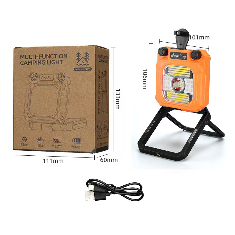 ไฟทำงานฉุกเฉินมือหมุน อเนกประสงค์ - ชาร์จไฟได้เองไม่ต้องใช้ถ่าน - พกพาสะดวก กันน้ำ ทนทาน (ปรับได้ 4 โหมดไฟ)