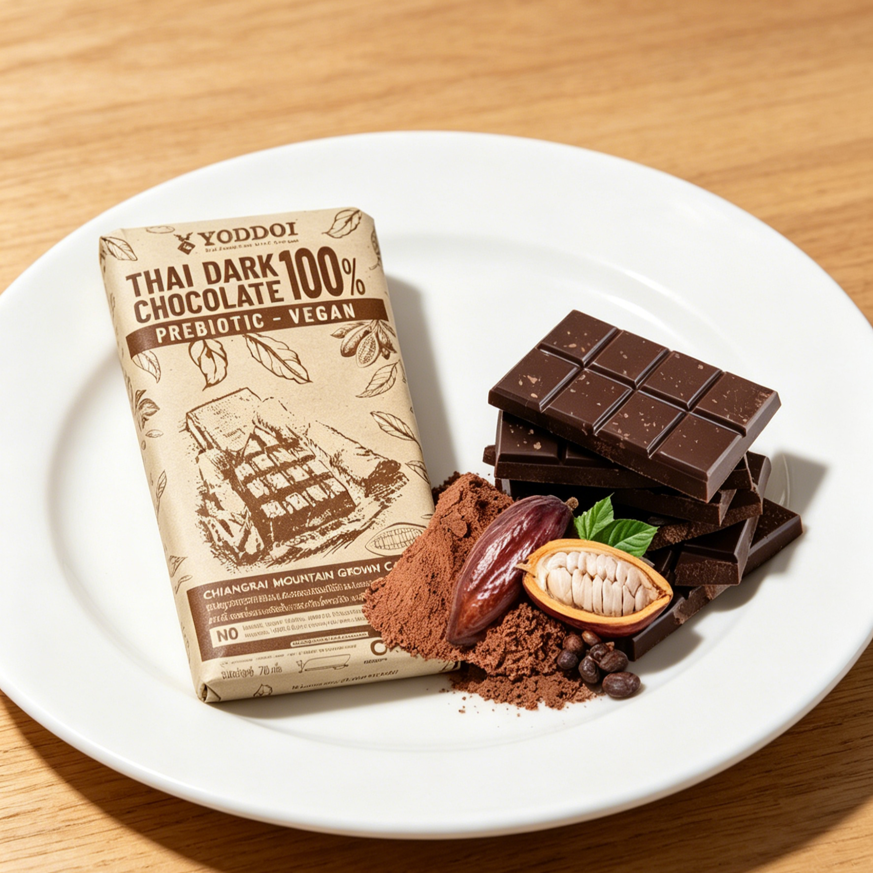 ดาร์กช็อกโกแลต 100% เชียงราย แท้ ไร้น้ำตาล (Dark Chocolate) คีโต วีแกน ทานได้ ขนมคลีนเพื่อสุขภาพ