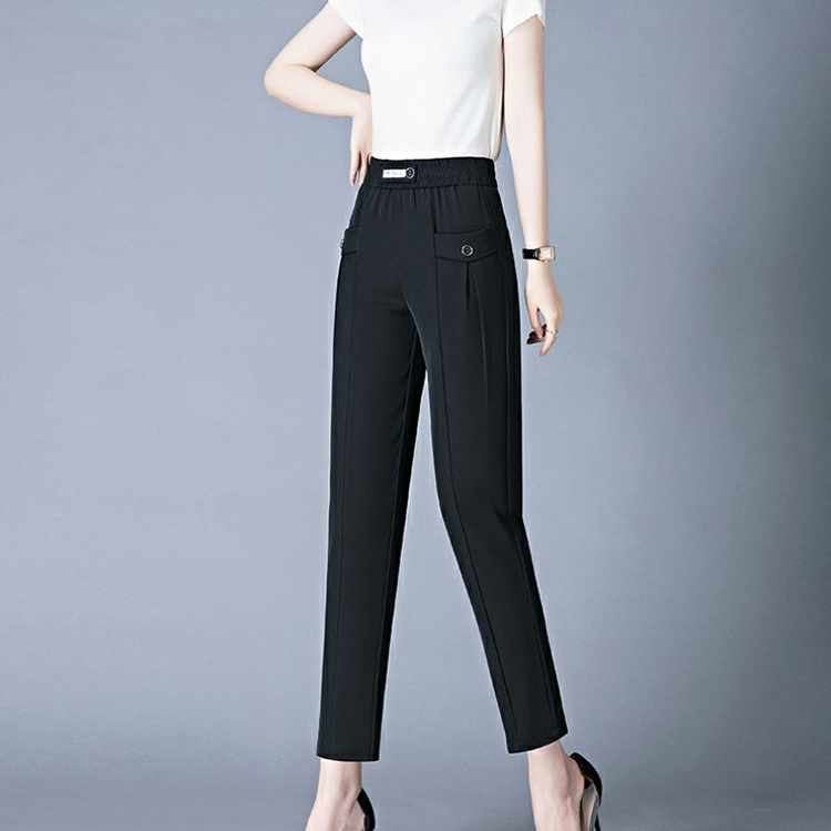 กางเกงฮาเร็มทรงตรงเอวสูง