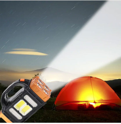 ไฟฉายสปอร์ตไลท์ King Kong 8 ตา 3 ไฟ - สว่างแรงพิเศษ ชาร์จโซลาร์เซลล์ กันน้ำ ทนทานระดับกองทัพ