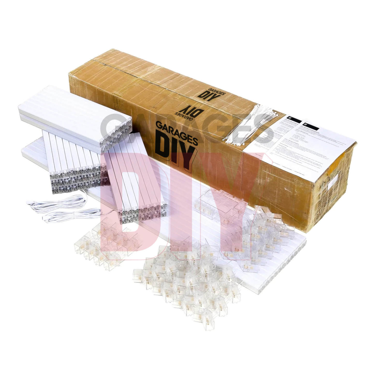 GaragesDIY honeycomb LED ceiling light package contents box