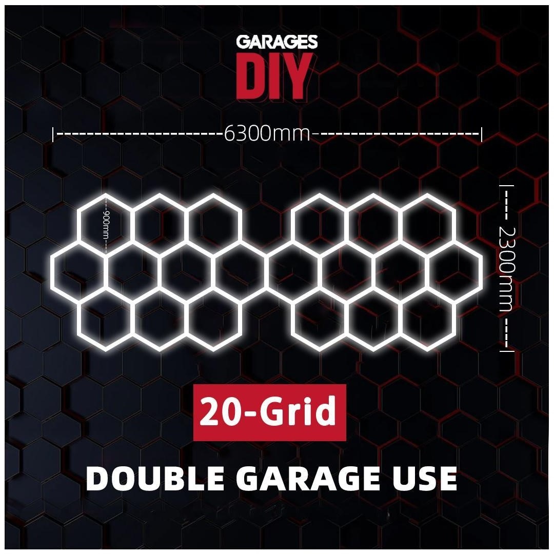 20Grid Hexagon Lighting【6300*2300mm/20.7*7.6ft】(Fit Double Garage)