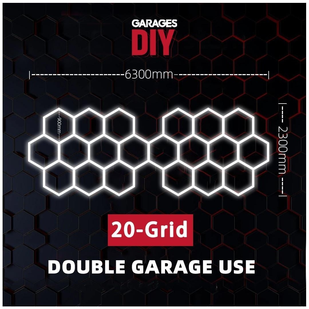 20Grid Hexagon Lighting【6300*2300mm/20.7*7.6ft】(Fit Double Garage)