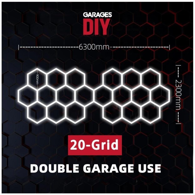 20Grid Hexagon Lighting【6300*2300mm/20.7*7.6ft】(Fit Double Garage)