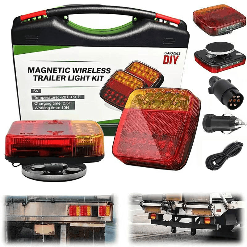 European version-Waterproof Rechargeable Magnetic Wireless Trailer TailLight-Kit 【Eu 7-Pin Transmitter】