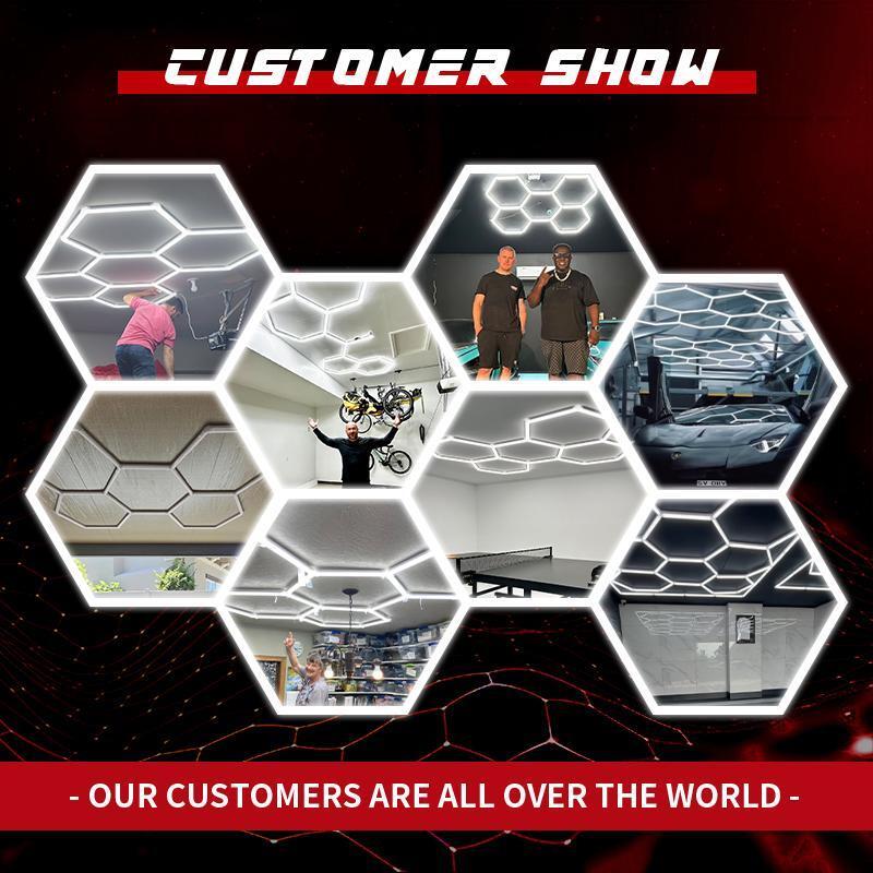 14Grid With Border Hexagon Lighting【4800*2400mm/15.8*7.9ft】